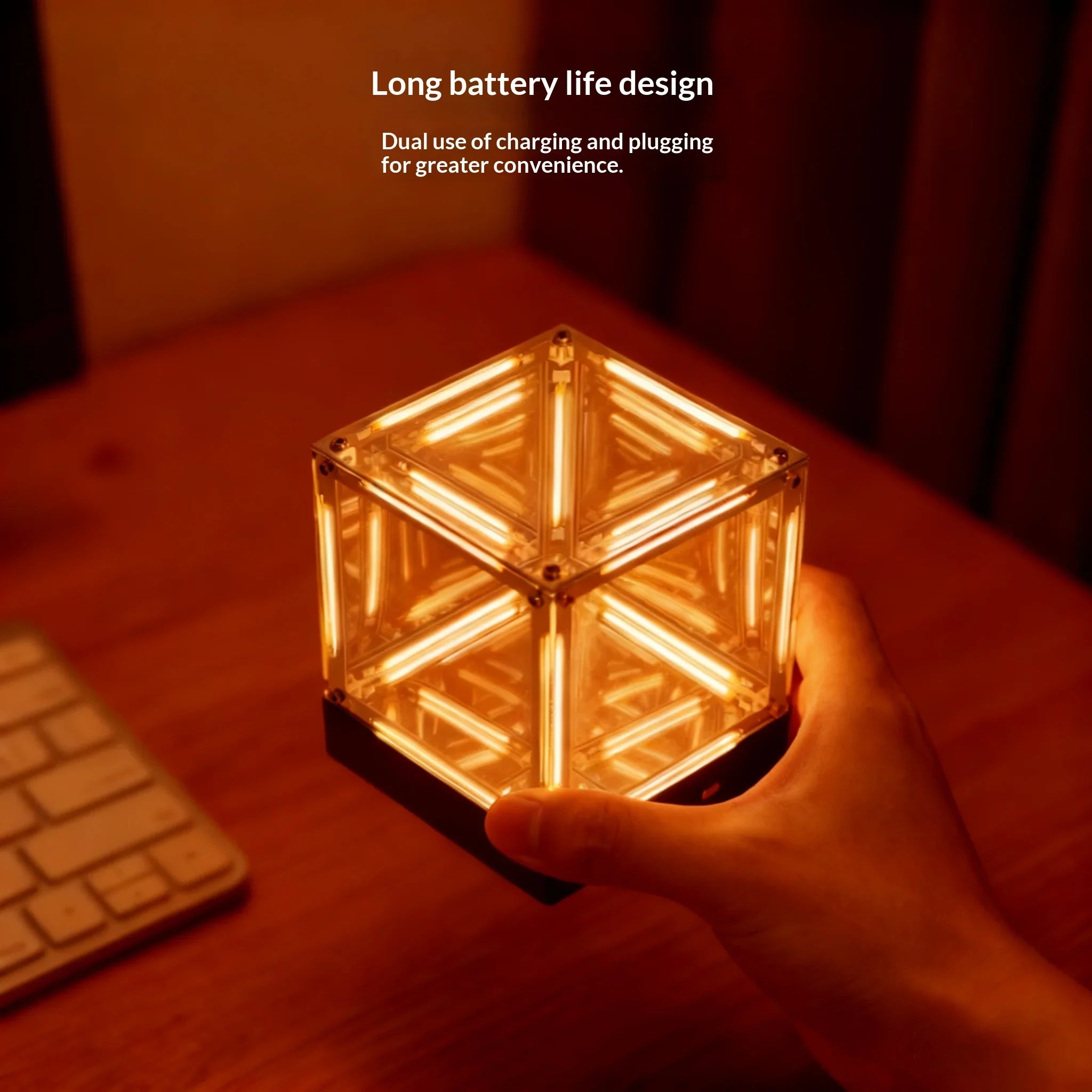 4D Hypercube LED Night Light DIY Wireless Table Lamp for Gamer Room Decor Acrylic Cube Desk Ornament Action Figure Display Box