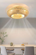 Bamboo Ceiling Fan Fans With Lights Remote Control Bedroom Decor Ventilator Lamp 50cm Air Invisible Blades Retractable Silent
