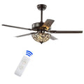 Traditional glam ceiling fan for living room: oil rubbed bronze wrought iron, 48-inch, 3-light LED with remote, 5 reversible bl