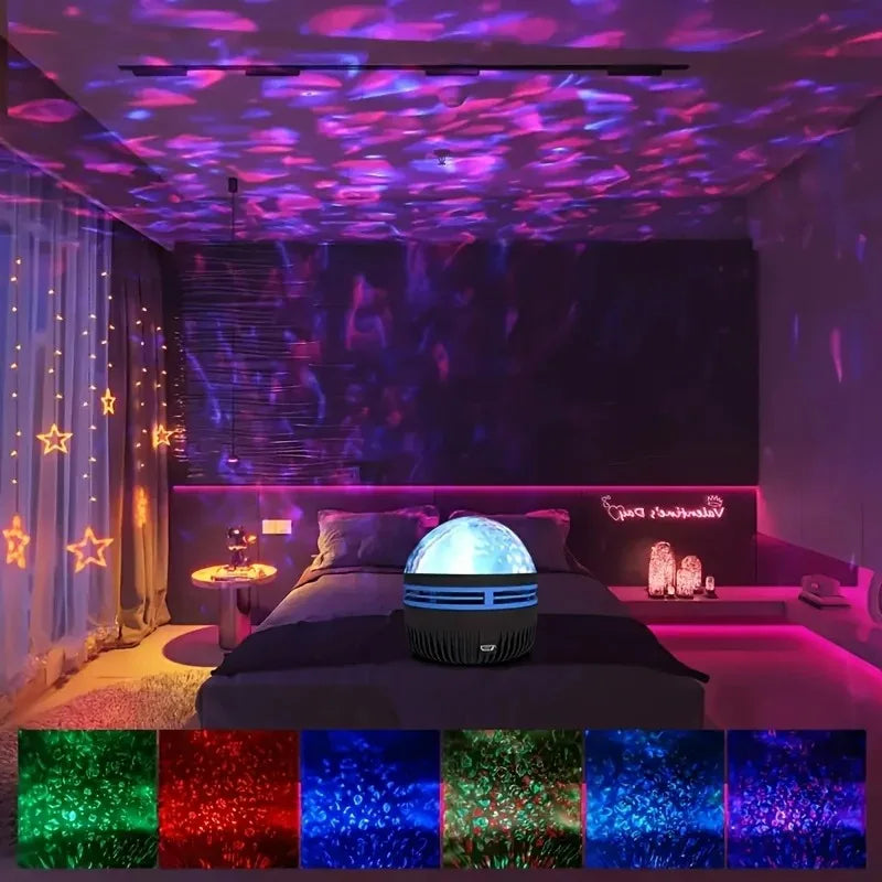 LED Starry Sky Light RGB Galaxy Projector Atmosphere Projection Lamp Christmas Halloween Remote Control 7 Color Home Auto Rotate