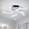Modern Crystal Chandeliers Acrylic Crystal Led Ceiling Light Fixtures Arm Pendant Lighting Stainless Steel Ceiling Lamp Hanging